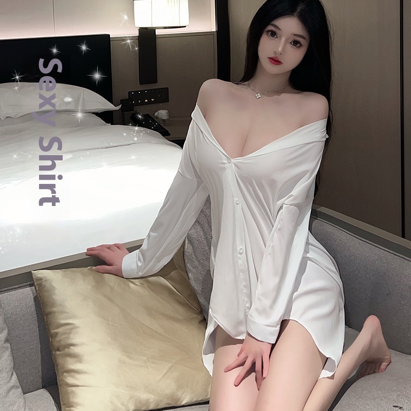 Sexy and hot uniform, full of temptation, suitable for flirting lingerie couple pajamas - plus size boyfriend style shirt 1366