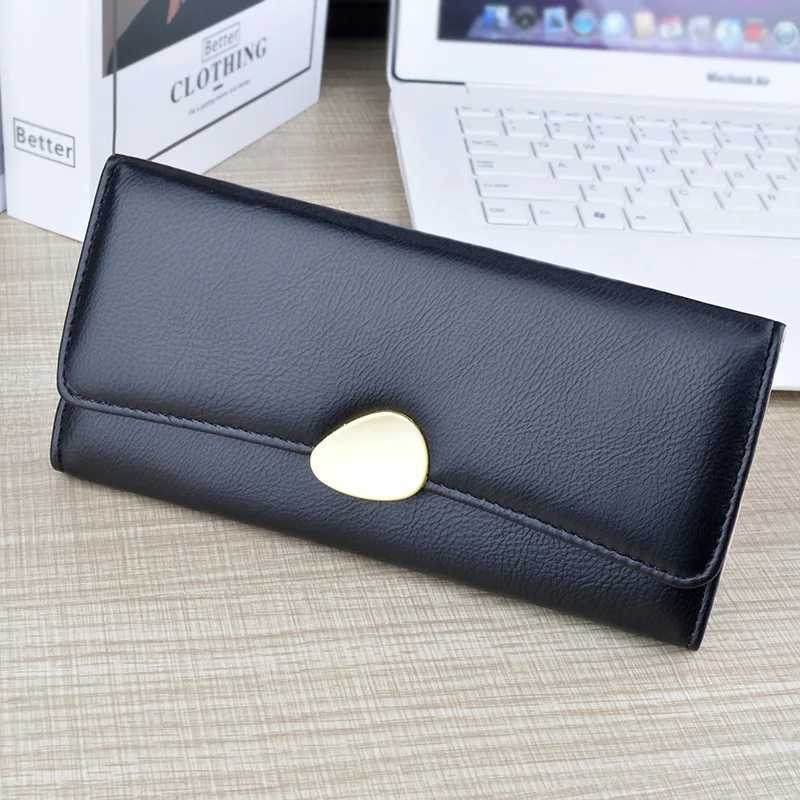 PU Leather Women Wallets Luxury Lg Hasp Fold-over Pattern Coin Purses Female Brand Solid Colors New Thin Clutch Bag XJ250624