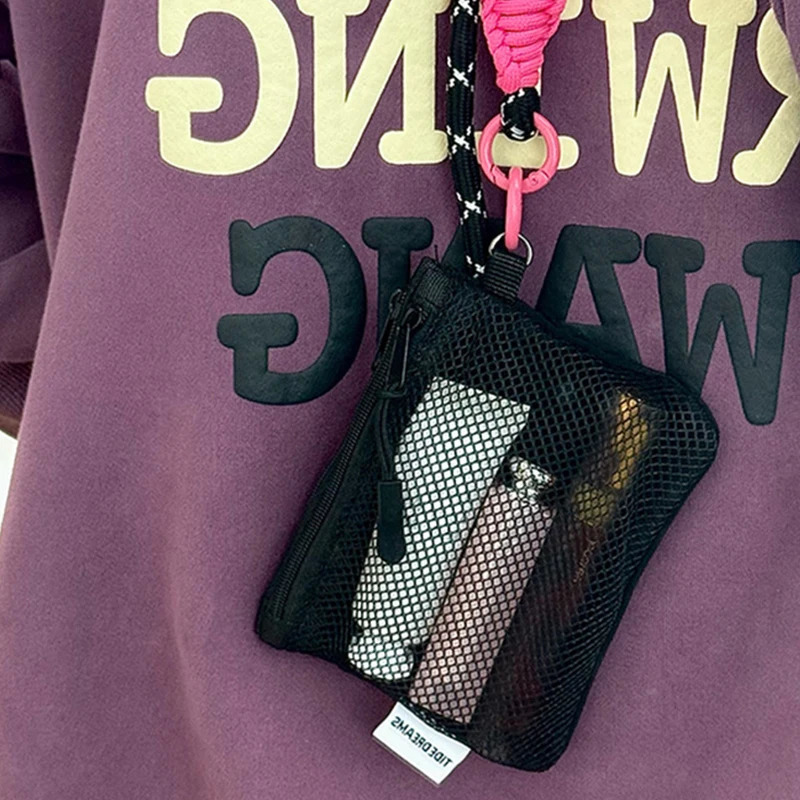 Travel Makeup Storage Bags New Mesh Coin Purse Simple Portable Mini Bag Multi-purpose Square Bag Double-layer Zipper Card Holder R250624