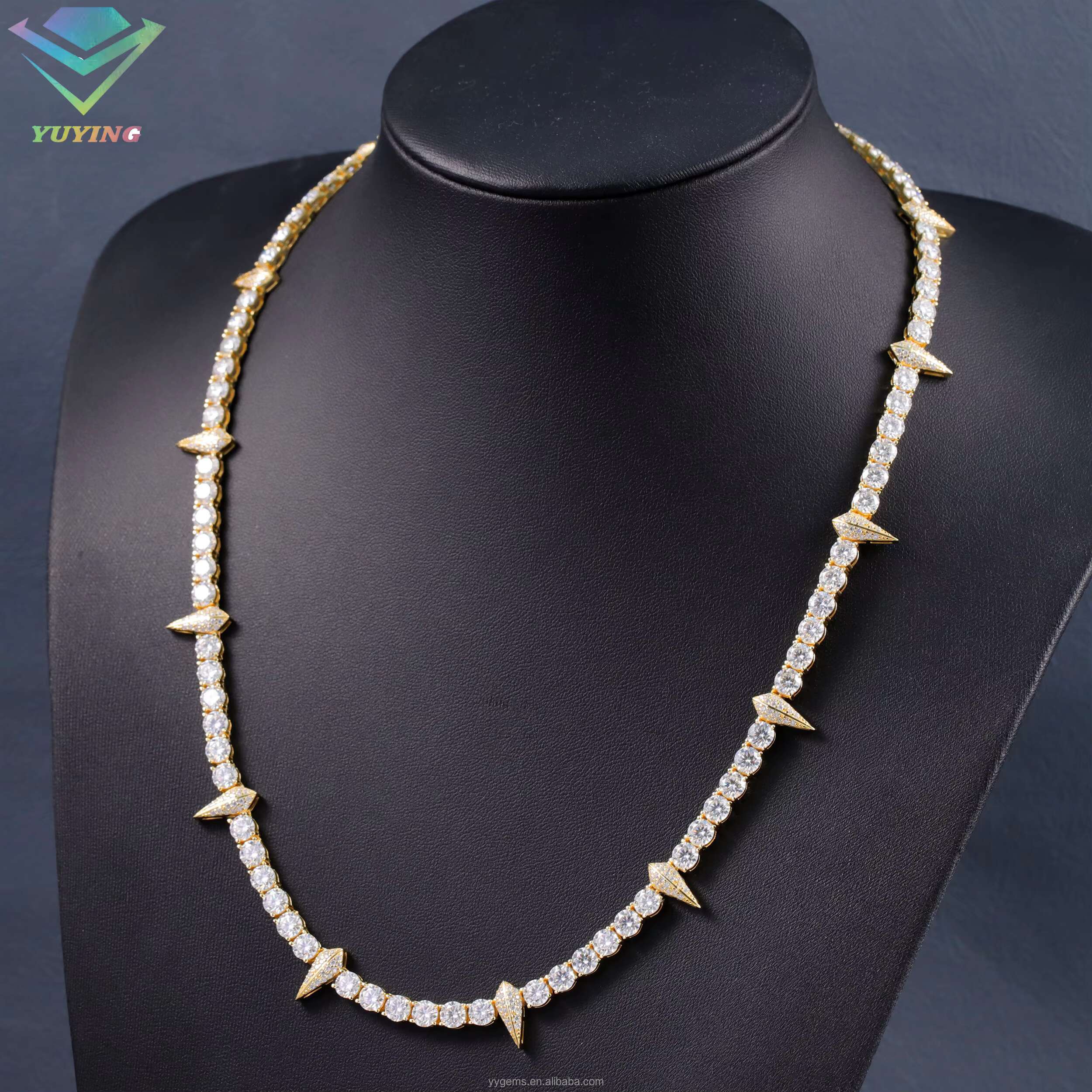 Hip Hop Necklace 18k Gold Plated S925 Sterling Silver VVS Moissanite Diamond Tennis Chain for MensJewelry