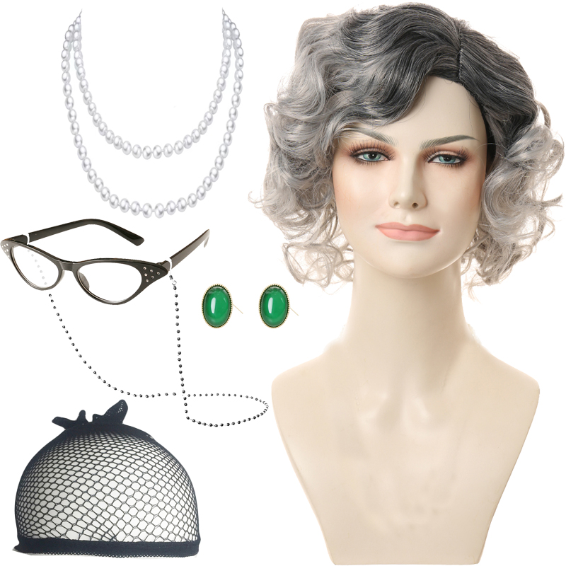 Various styles ladies dress up wigs for mother's day granny dress up grandma dress up for Halloween holiday show
