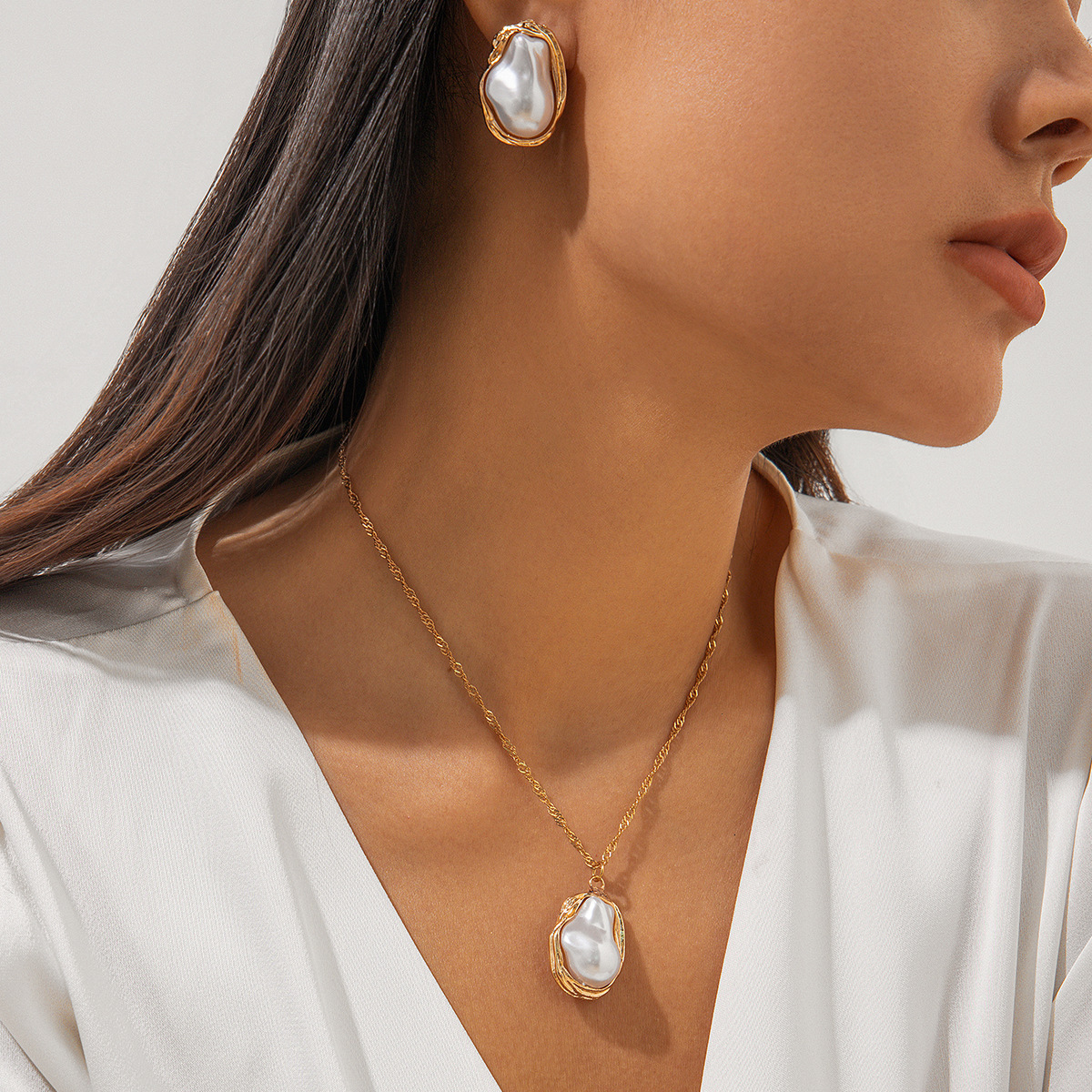 Irregular Baroque Imitation Pearl Open Elegant Ins Style Geometric Ring Jewelry