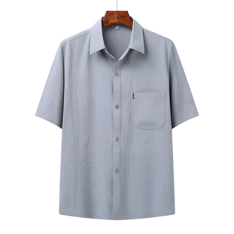 Tang Suit top Pants Middle-aged Dad Mens Fashion Solid Color Ice Silk Loose Half Sleeve Breathable Casual Shirt Suit 250617