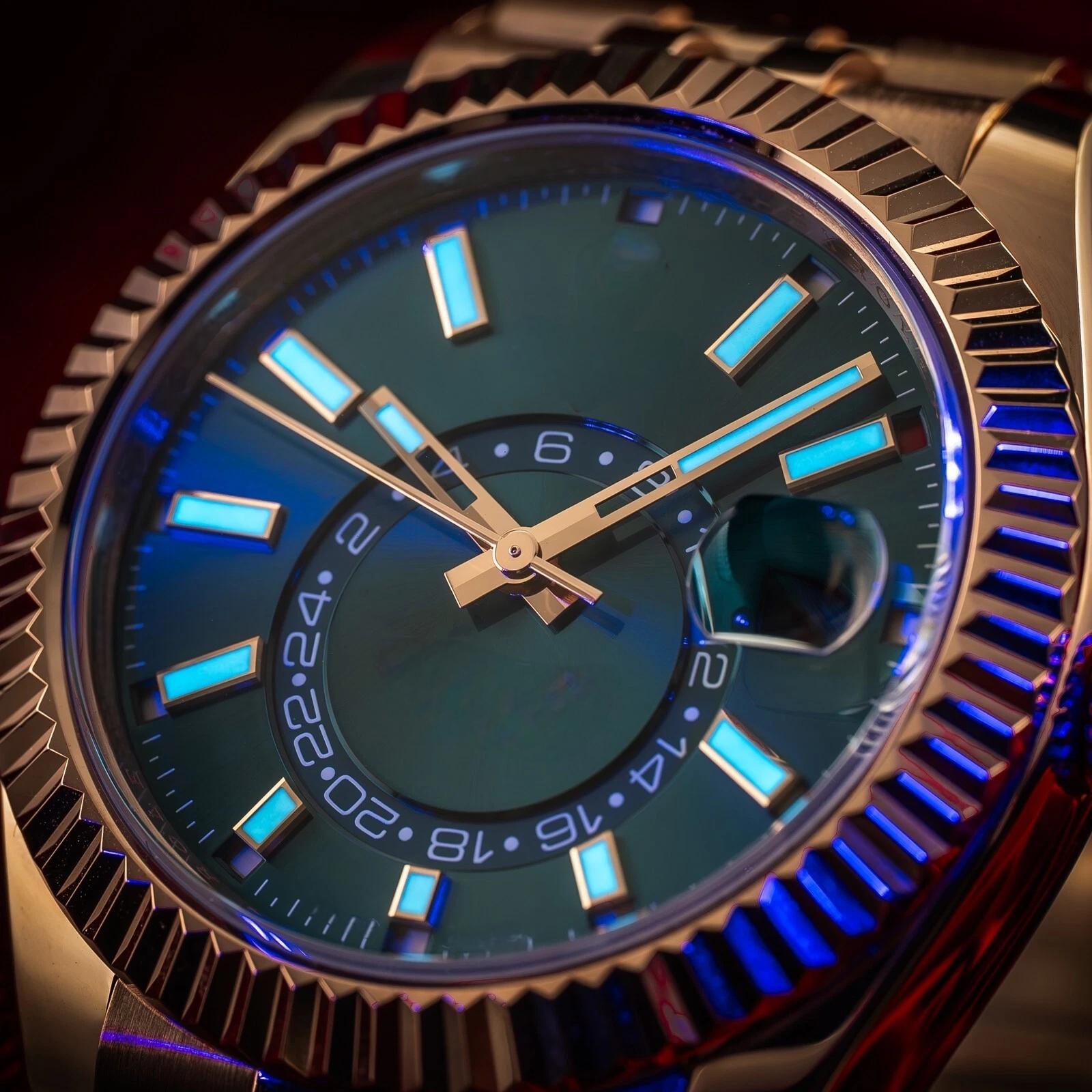 Brand Rol Mens Watch Movement Sky-Dweller Blue Dial Rose Gold Sunburst 42mm Jubilee Fluted Sky - 336935 Automatic Waterproof sapphire Wristwatches