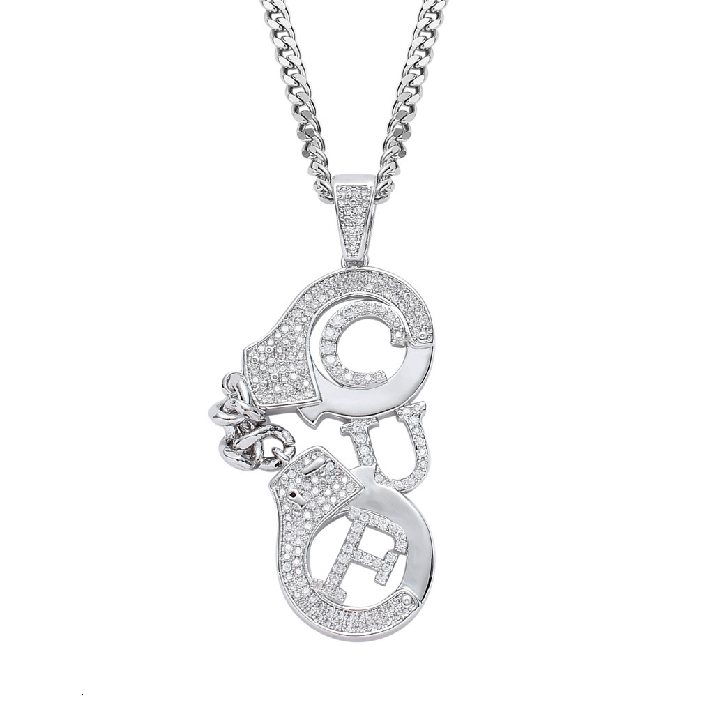 Luxury Moissanite Necklace Hip Hop Jewelry Handcuffs Pendant Iced Out Personalized Men's Trendy Accessory Pass the diamond tester