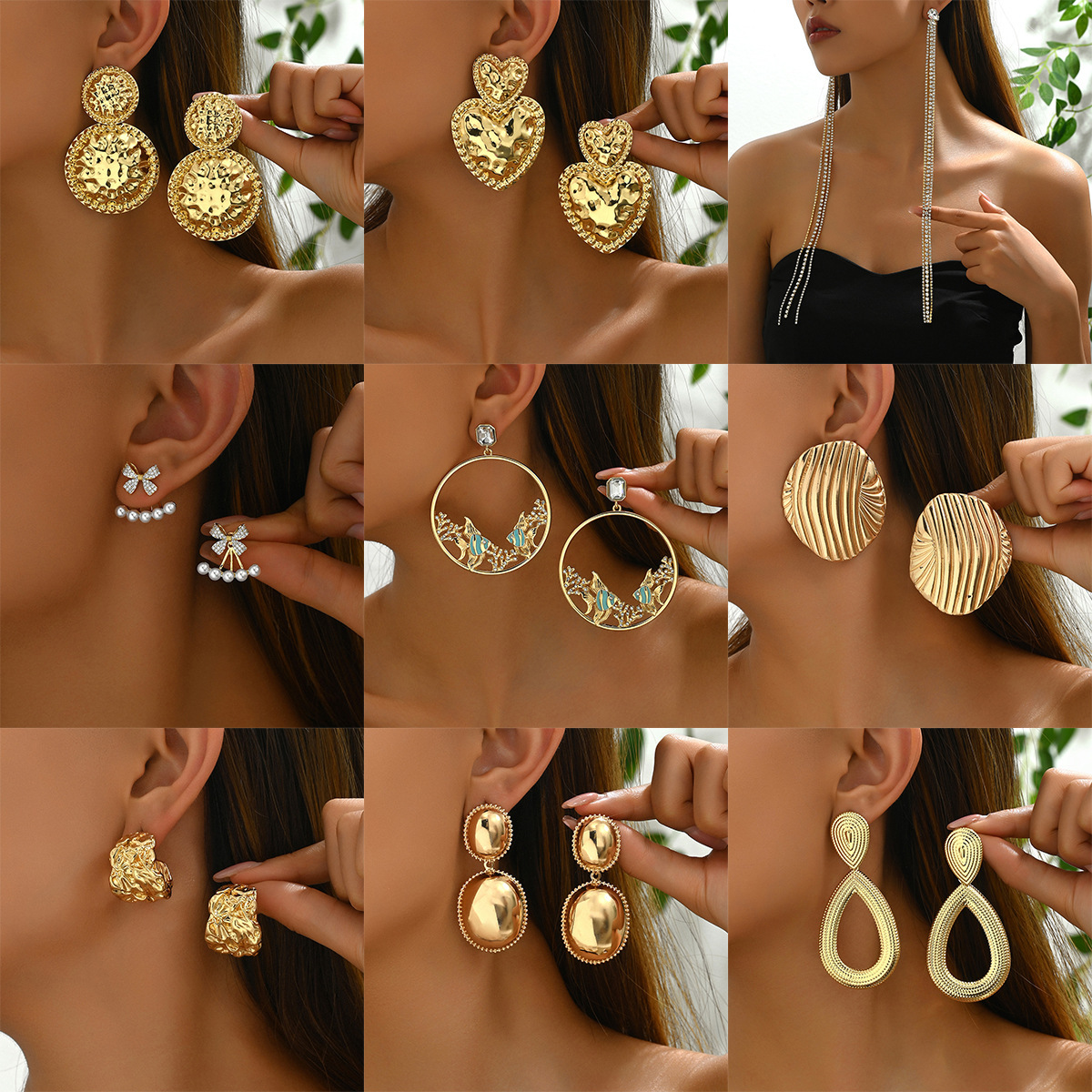 Minimalist Bowknot Design Personality Heart-Shaped Tassel Stud Long Earrings Ear Jewelry