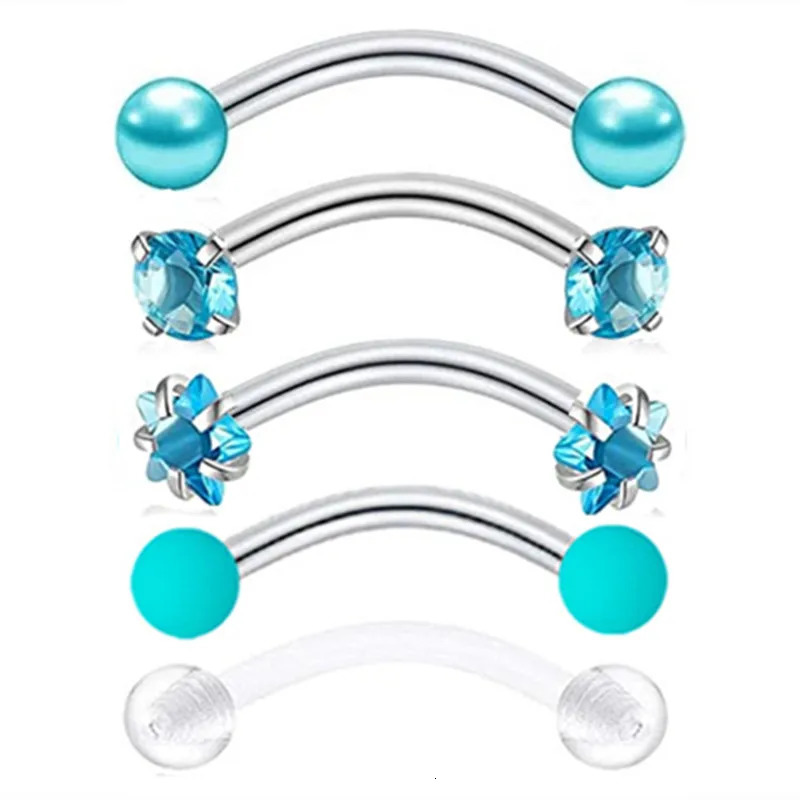 5PCS Crystal Eyebrow Piercing Set Curved Barbell Piercings Rook Earring Bulk Helix Stud Tragus Earrings Cartilage Jewelry Labret 250613