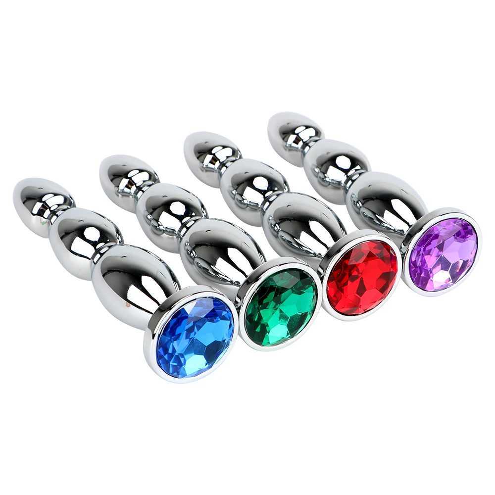 IKOKY Big Size Jewel Anal Plug Prostate Massage Metal Anal Beads Long Butt Plug Sex Toys for Women Men Erotic Adult Sex Shop W250624