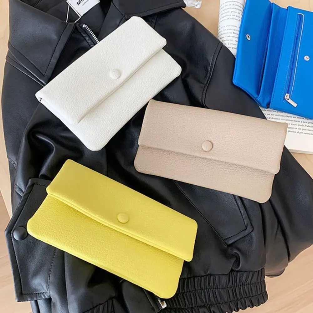 Elegant PU Leather Envelope Wallets Korean Style Zipper Women LG Cluh Bag Multifunctional Portable Change Bag Female XJ250624
