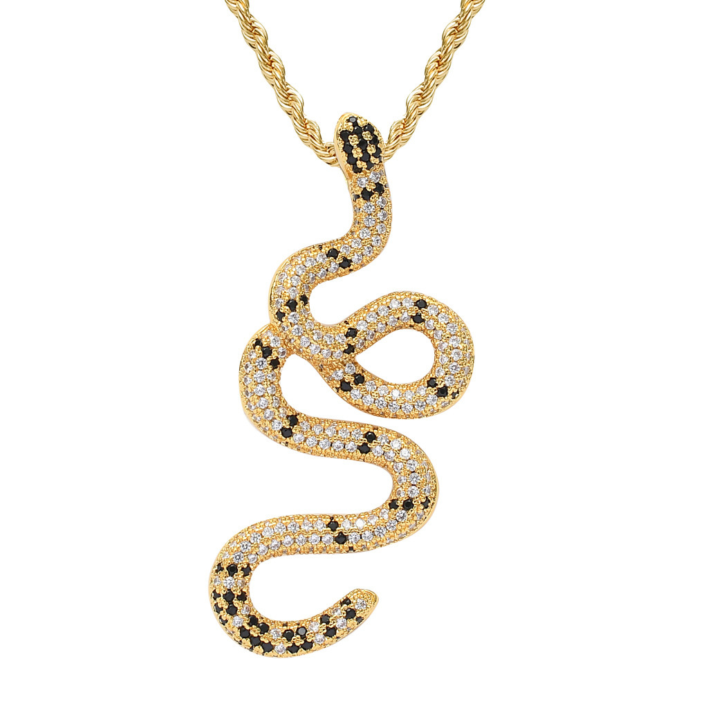 Luxury Moissanite Bling Iced Out Colorful Snake Pendant Diamond Studded Hip Hop Swag Necklace Trendy Accessory Pass the diamond tester