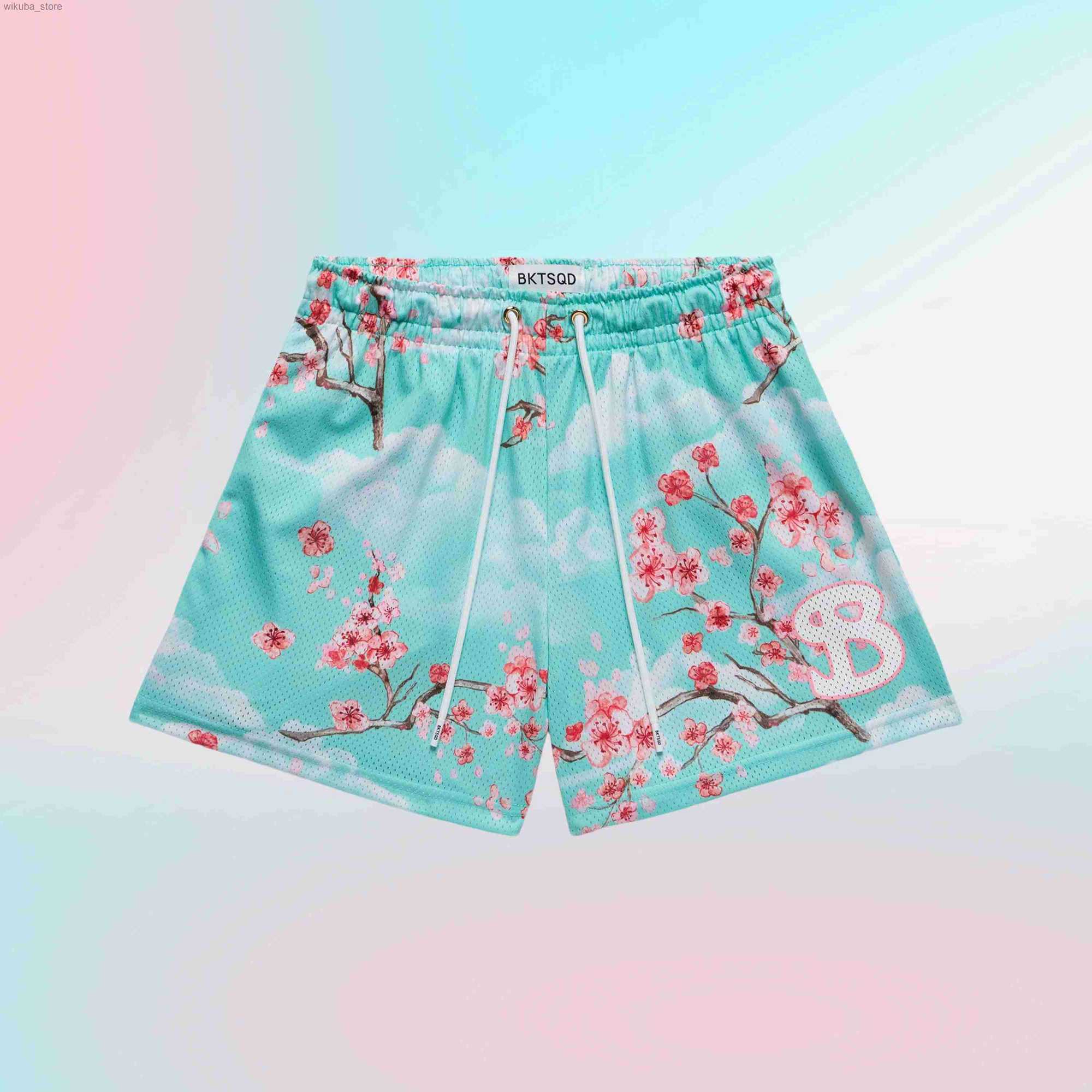 Summer Mens Quick-drying Shorts American Fashion Trend Sports Basketball Shorts CHERRY BLOSSOM SPRING SKY YOUTH SHORTS Moto y250623MGEH