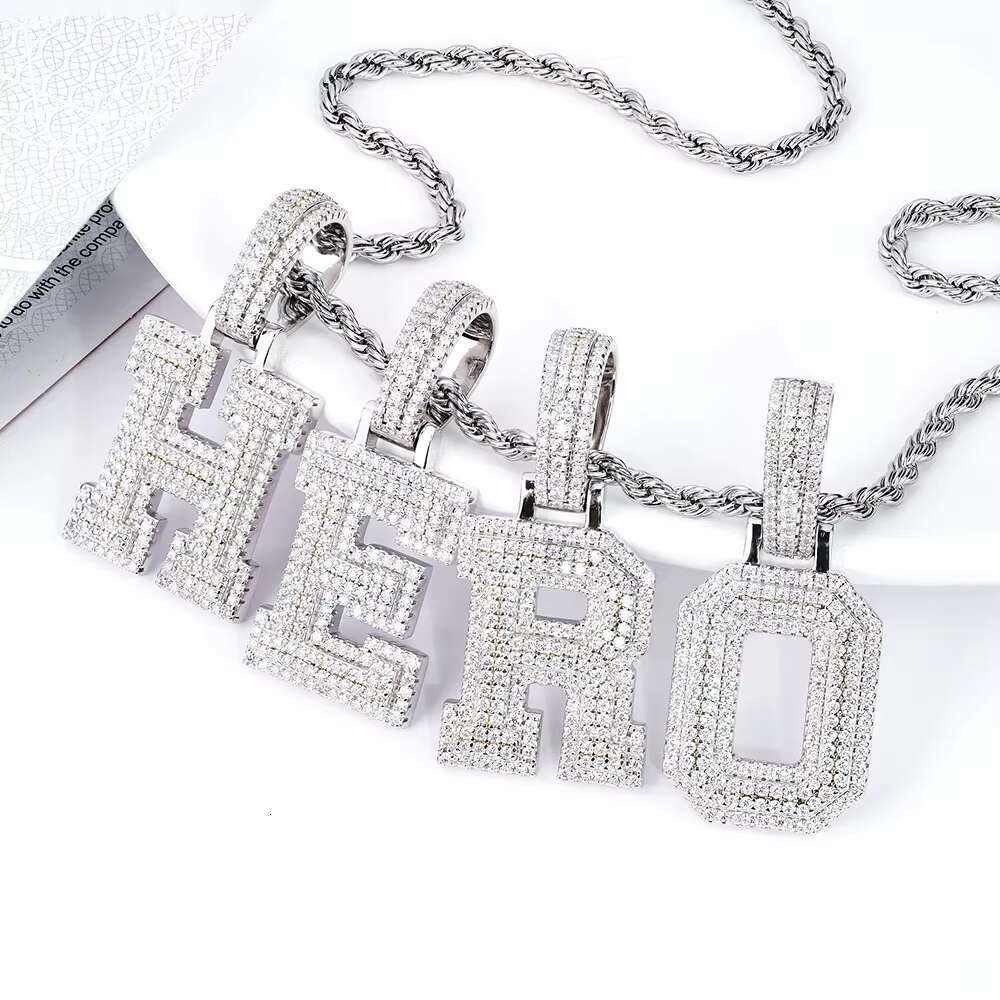 Wholesale 925 Sterling Silver Letter Pendant VVS Moissanite for Party Gifts Pendants