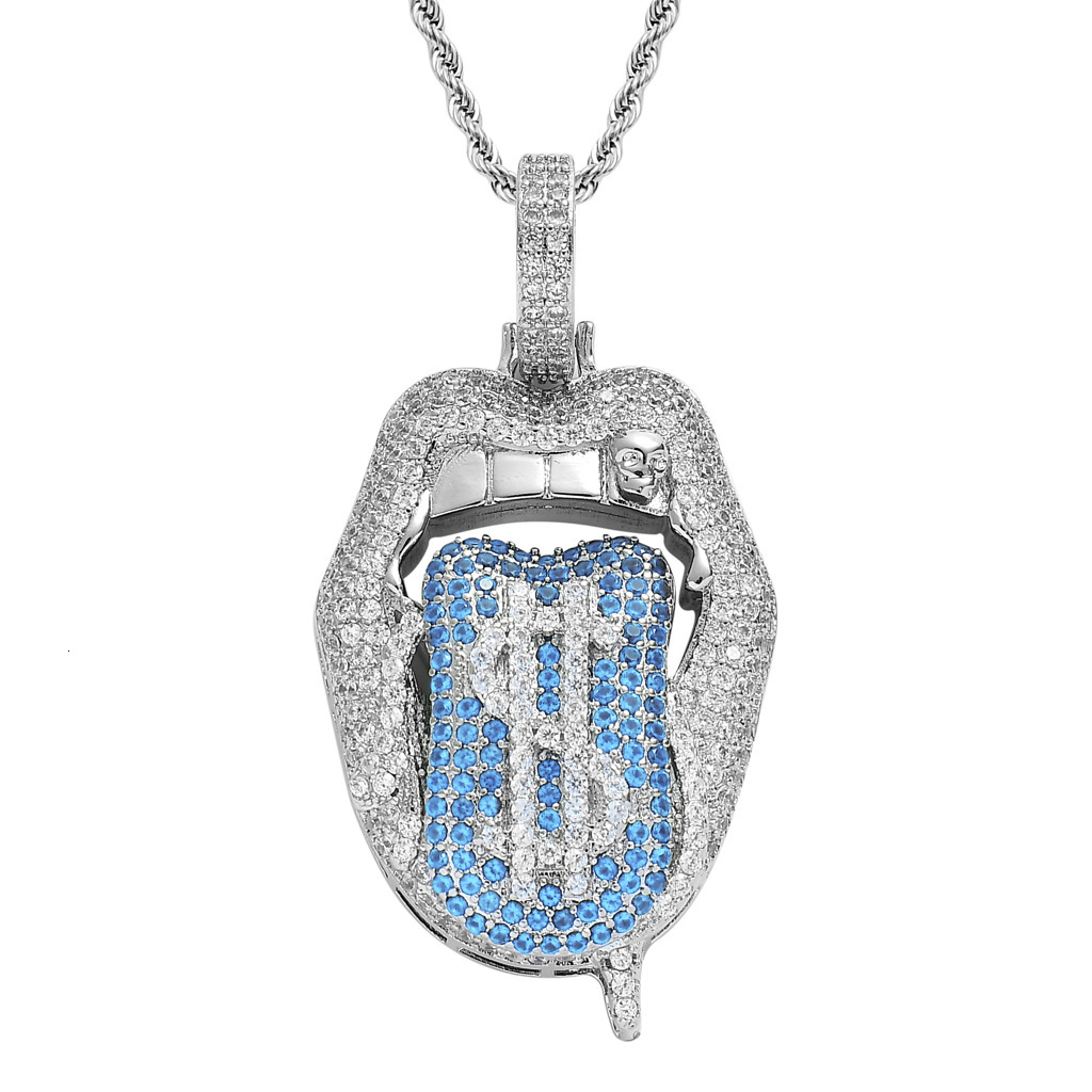 Luxury Moissanite Hip Hop Necklace Diamond Studded Tongue Out Lips Dollar Pendant Trendy Personalized Accessory Pass the diamond tester