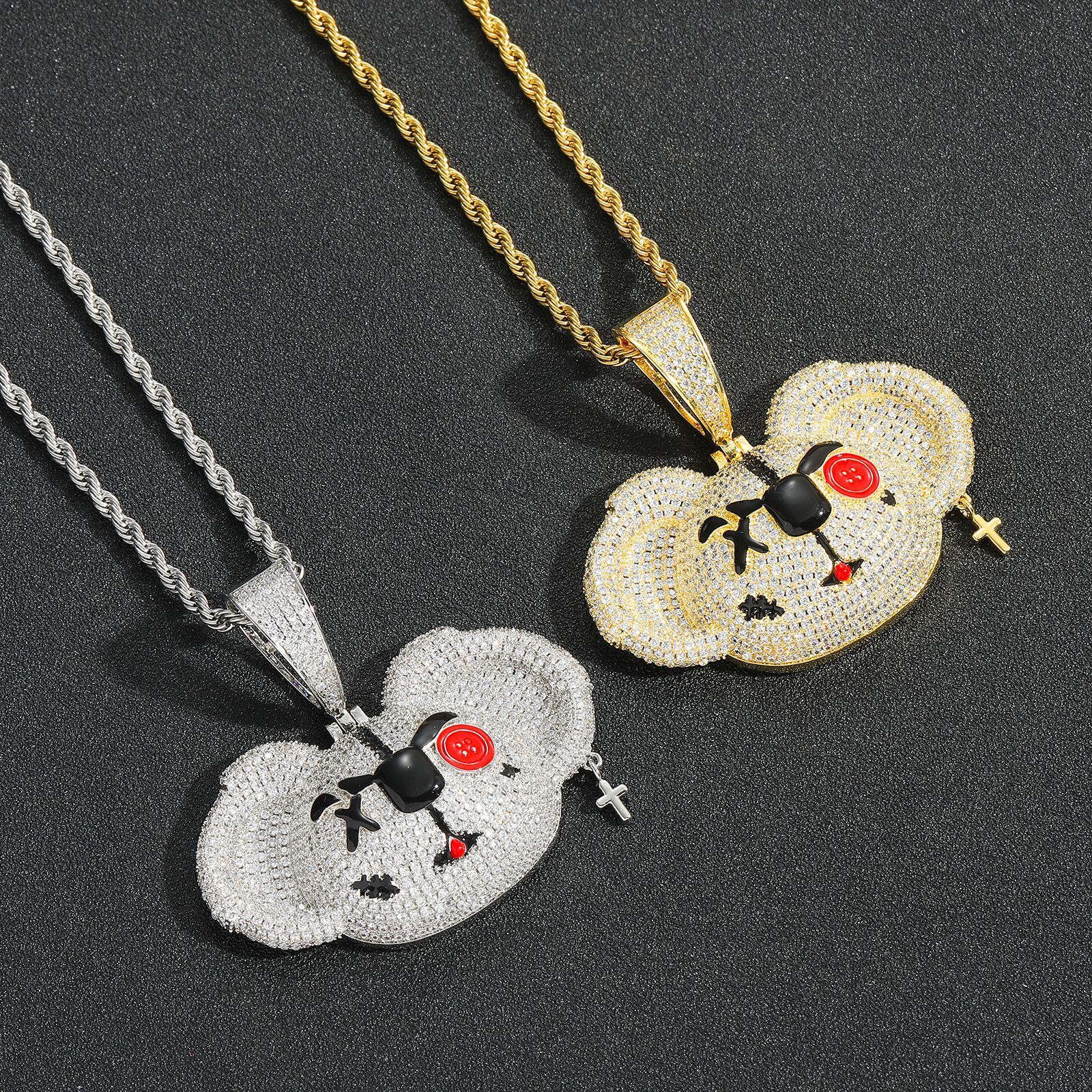 New Arrival Moissanite Jewelry Hip Hop Cartoon Pendant Creative Hip Hop Chain Iced Out Swag Labubu Accessory Pass the diamond tester