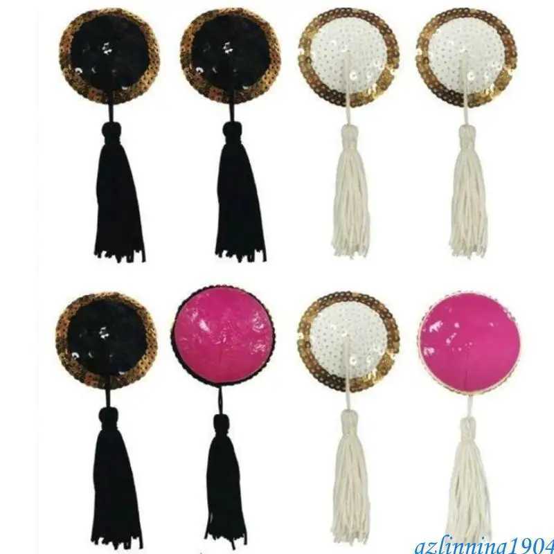 L5YD Women Sequins Tassels Pasties Bowknot Breast Nipple Cover Body Jewelry Sticky Bras Reusable Adhesive Chest Stickers Pads W250624