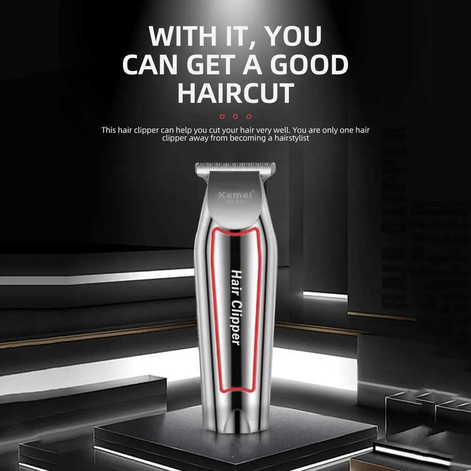 Kemei Professional Alloy Hair Trimmer Electric Beard Trimmer Rechargeable Hair Clipper Haircut Machine for Men KM-032 XJ250624