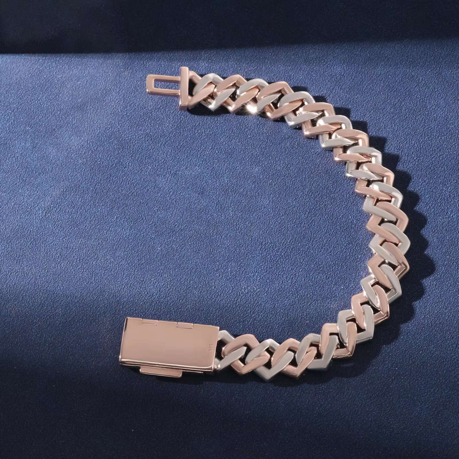 14mm Rose Gold Moissanite Hip Hop Bracelet Men 925 Sterling Silver Diamond Iced Miami Cuban Link Chain Luxury Mens Necklaces