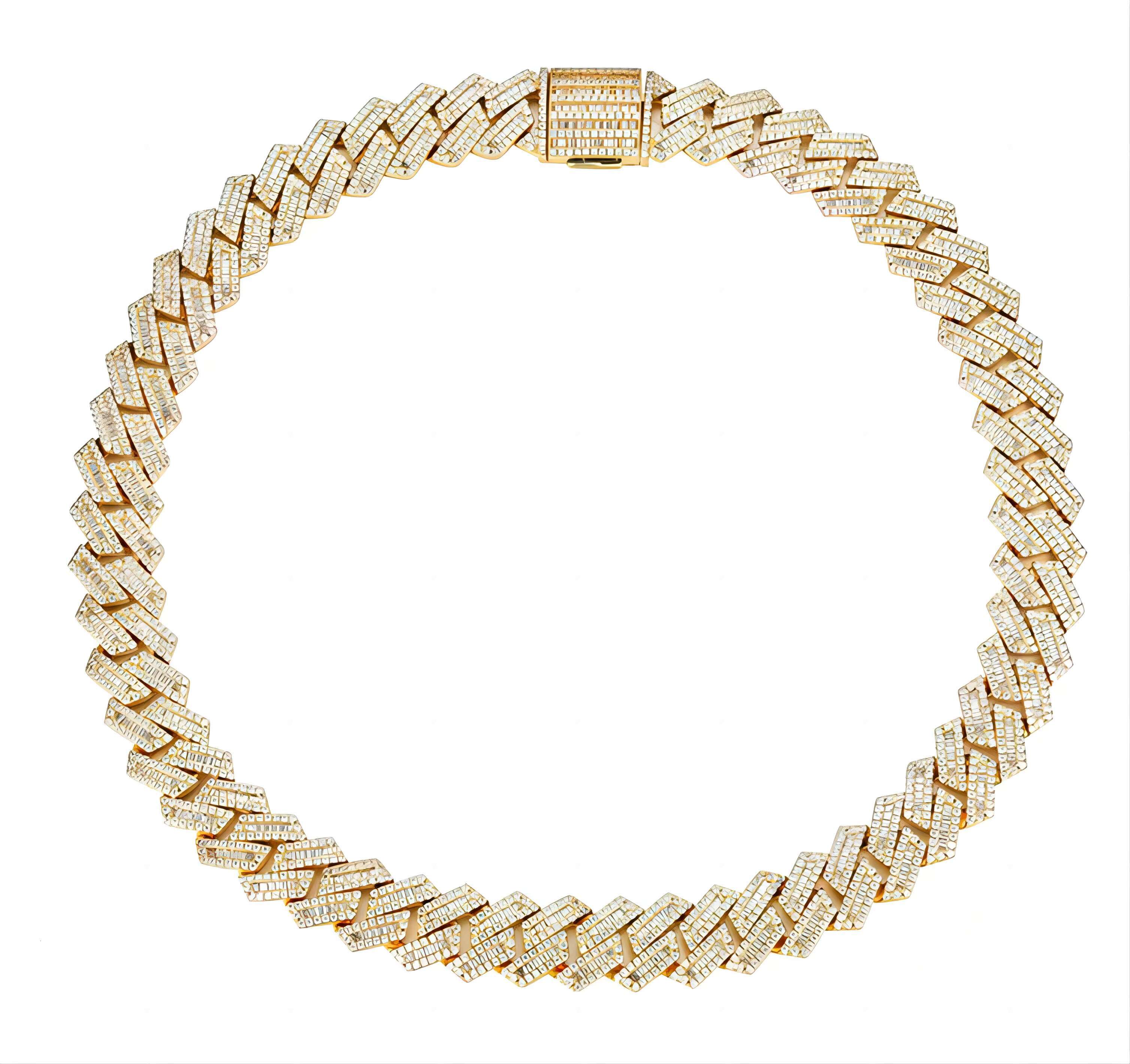 Hot Selling 925 Silver Cuban Link Necklace High Quality 12MM Moissanite Iced Moissanite Hip Hop Design Two Tone Rhodium for Gift