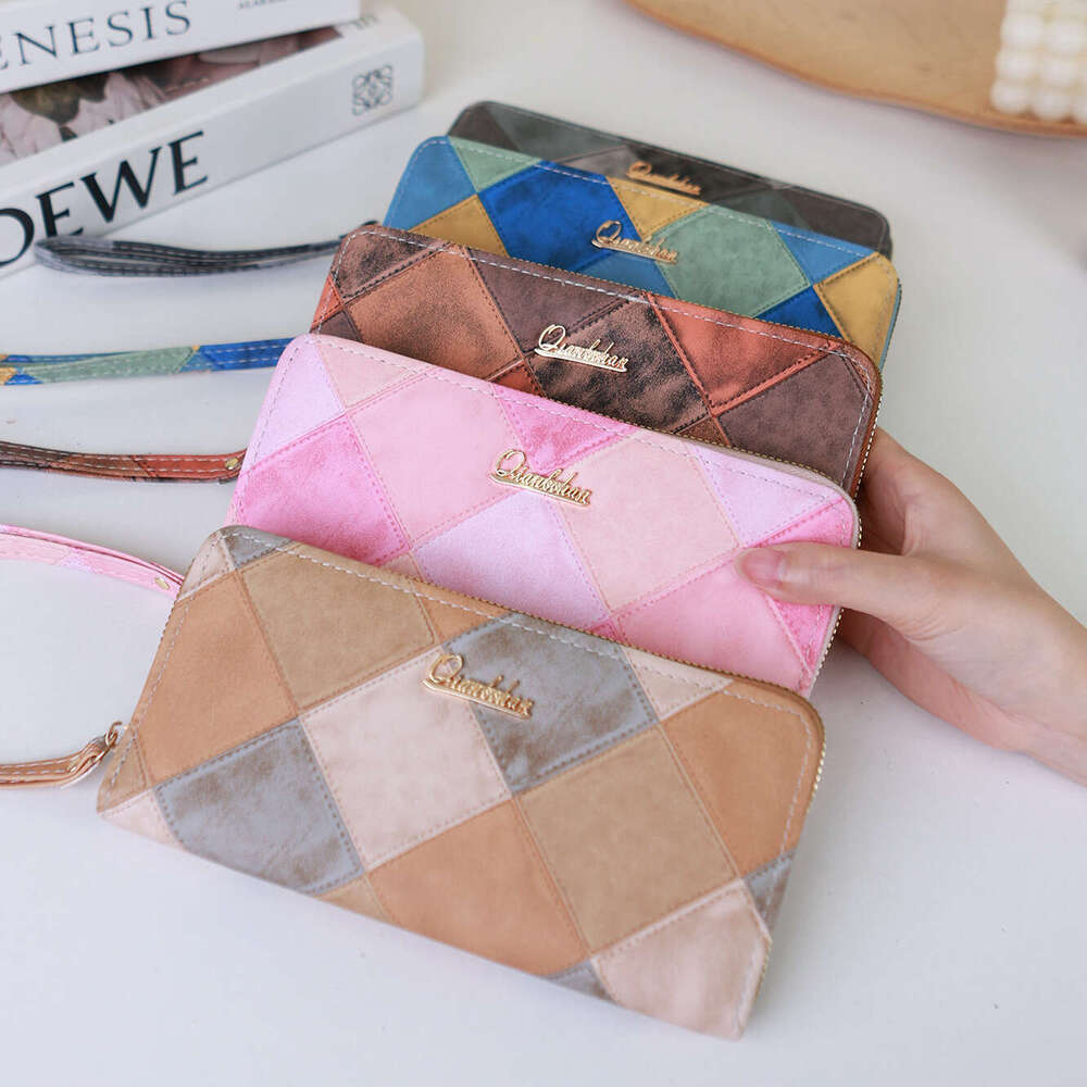 Secret Code Shipment New Korean Style Fashion Women's Long Spliced Color-Block High-End Wallet Purse for Women