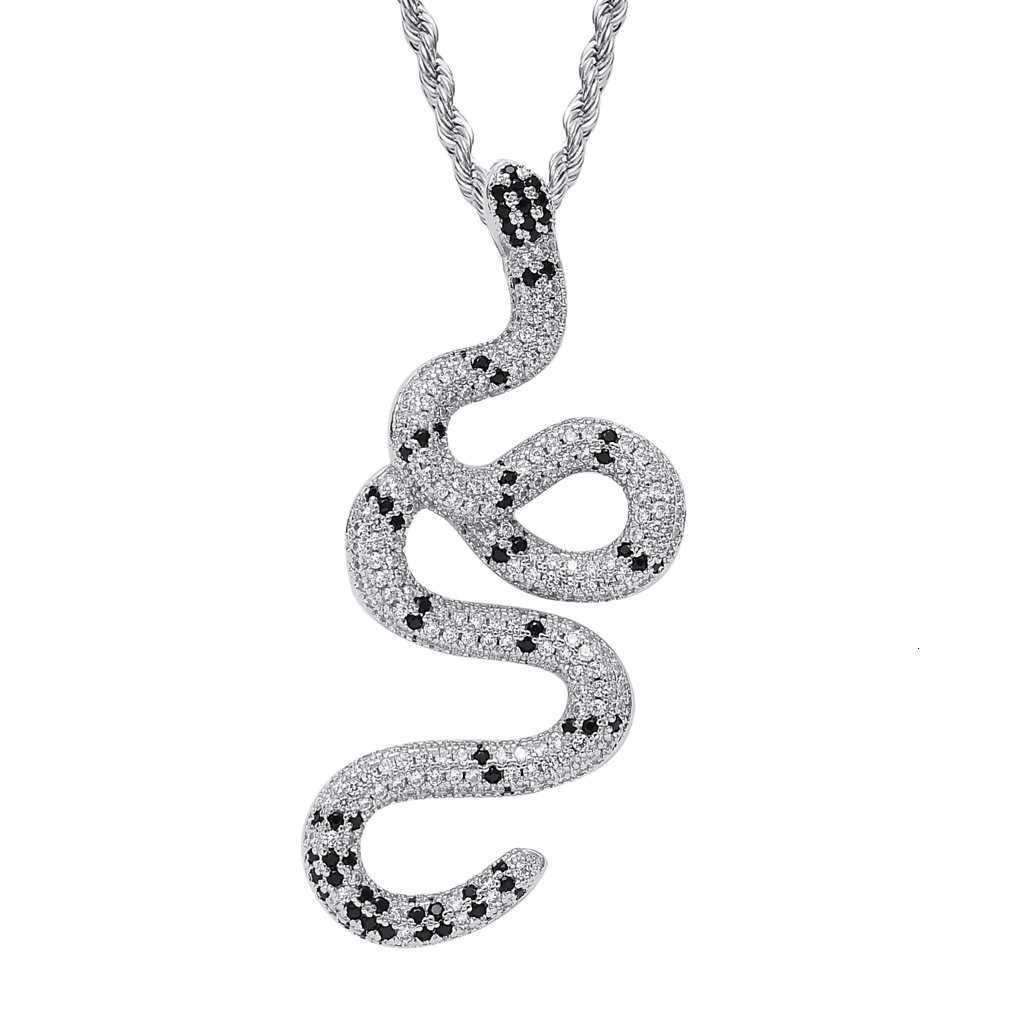 Luxury Moissanite Bling Iced Out Colorful Snake Pendant Diamond Studded Hip Hop Swag Necklace Trendy Accessory Pass the diamond tester