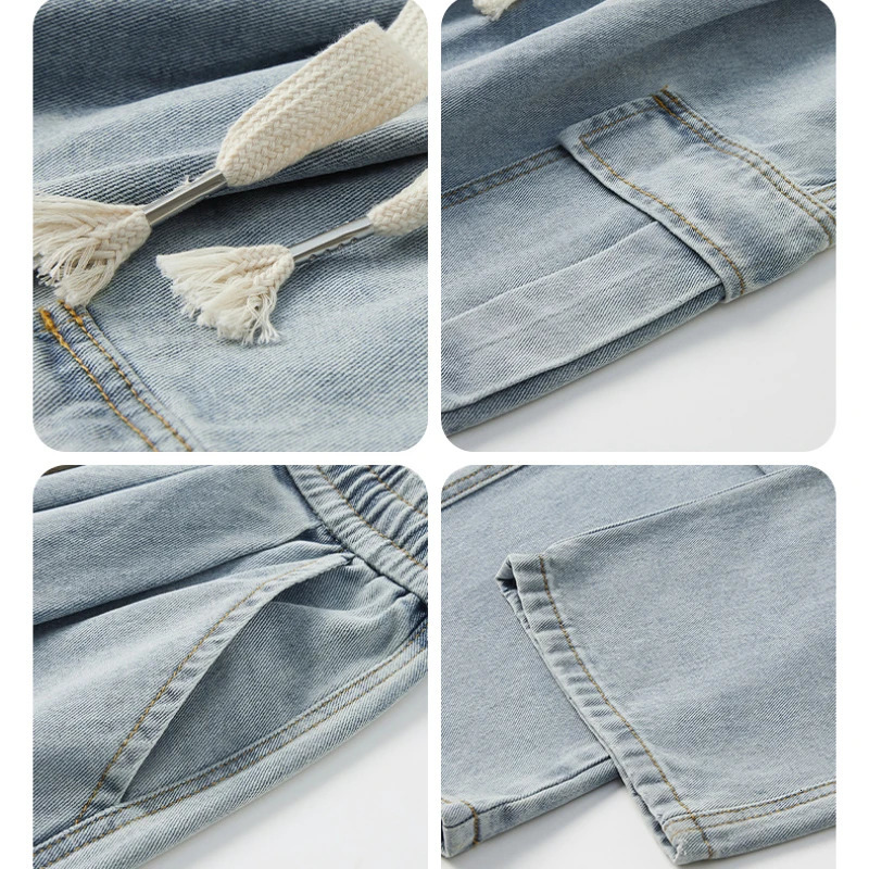 Large Pocket Baggy Jeans Mens 2025 Spring Classic Straight Denim Trousers Street Y2K Elastic Waist Casual Cargo Pants 250624