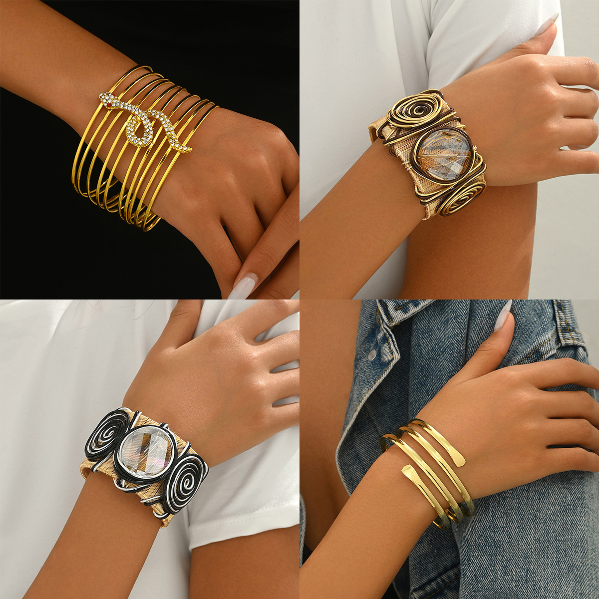 Light Style Women's -Studded Personality Snake Multi-Layer Circle Design Bracelet For Women