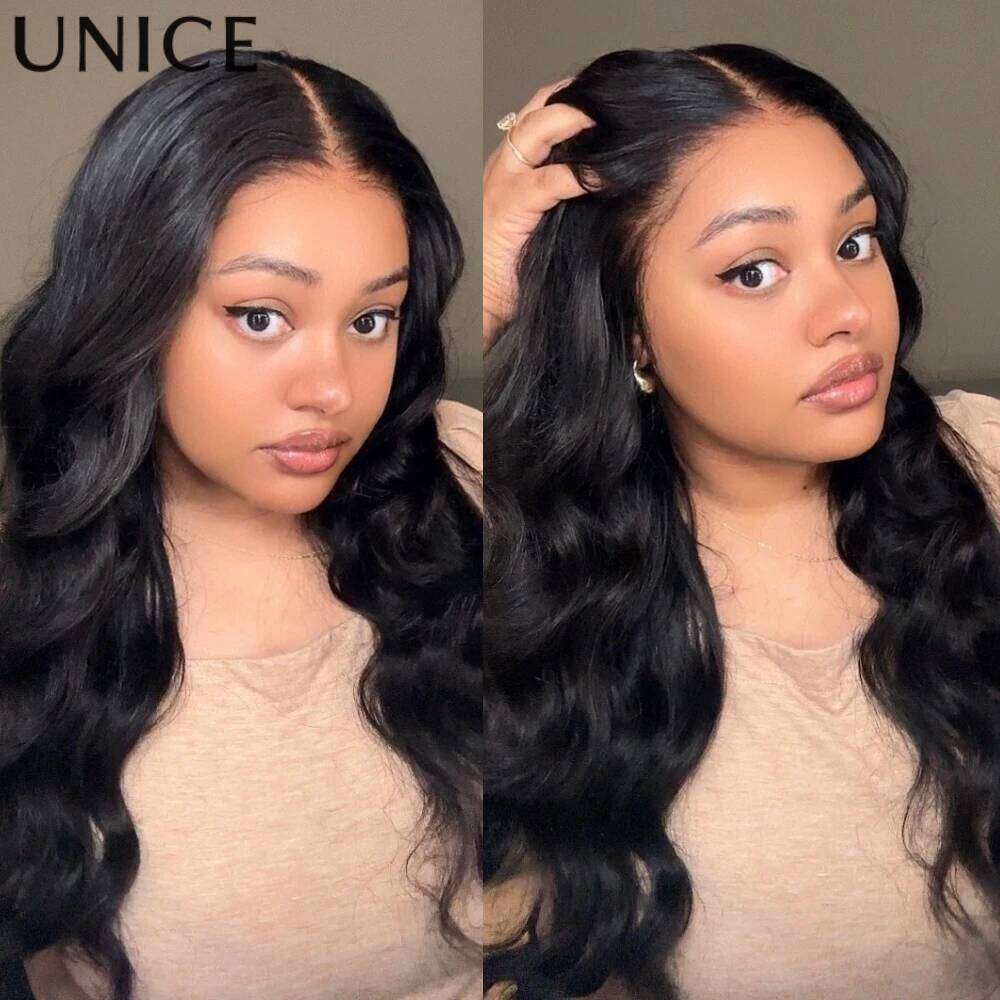UNice Real Scalp 13x4 Frontal HD Lace With Invisible Drawstring Pre Everything Glueless Body Wave Human Hair Wigs 180%