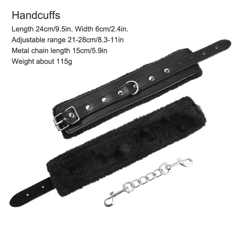 Leather Bdsm Handcuffs Sexy Ankle cuffs Adult Sex Toys for Womans Couples Fluffy Handcuffs Bdsm Slave Bondage Cuffs Sex Shop 250624
