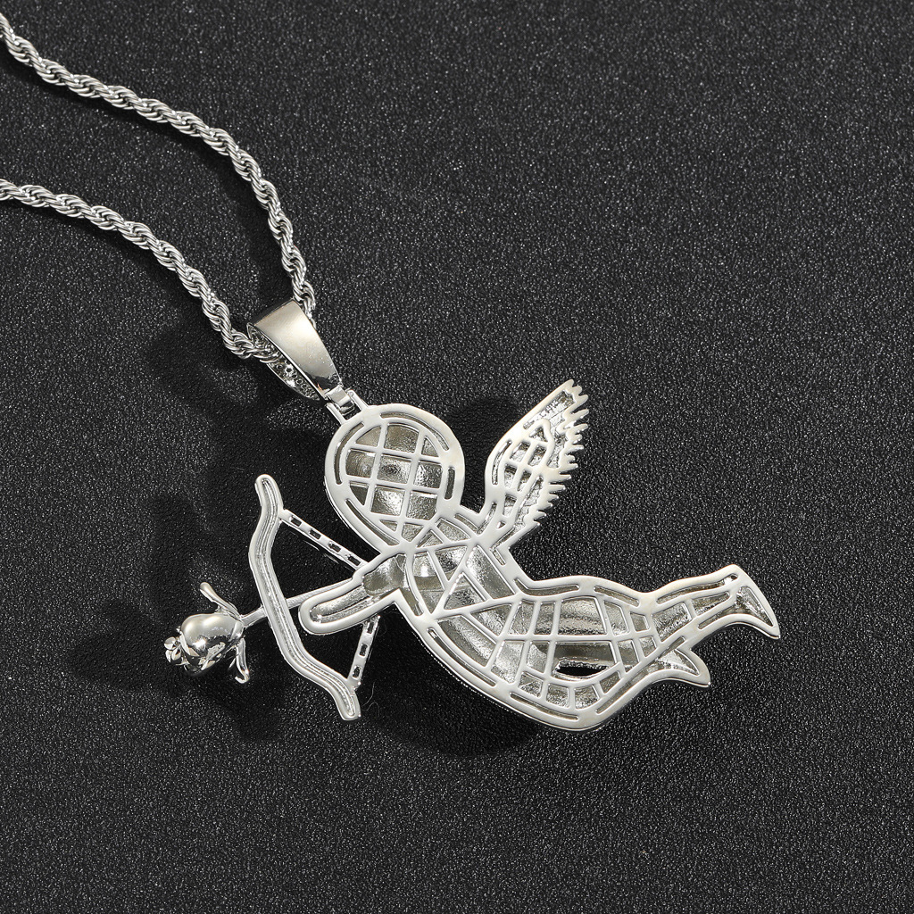 Luxury Moissanite Cupid Arrow Iced Out Bling Hip Hop Unisex Trendy Pendant Necklace Pass the diamond tester