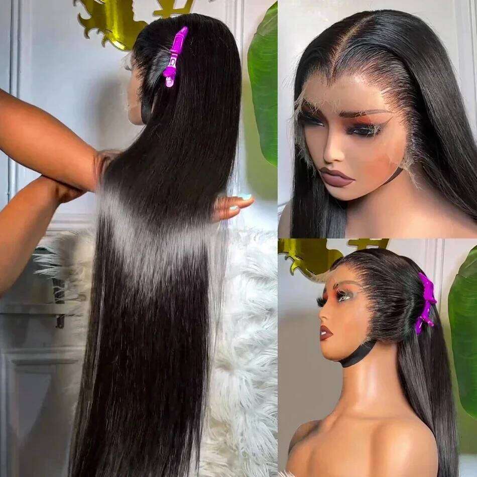Mossily 250 Density Bone Straight 30 40 Inch Front Human Hair Wigs Brazilian 13x6 HD Transparent Lace Frontal Wig For Women