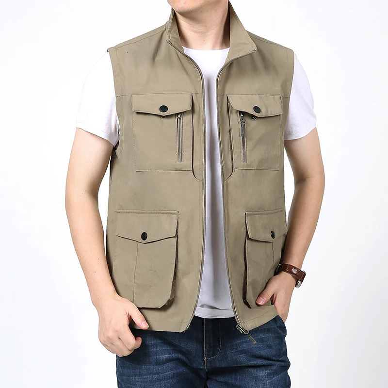 Summer mens outdoor casual vest with breathable multi pocket pography fishing vest a must-have for mens outdoor exploration 250617
