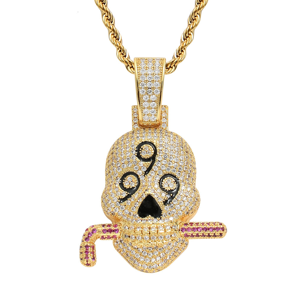 Personalized Trendy Brand Hip Hop 999 Skull Pendant Diamond Studded Fashion Accessory Pass the diamond tester