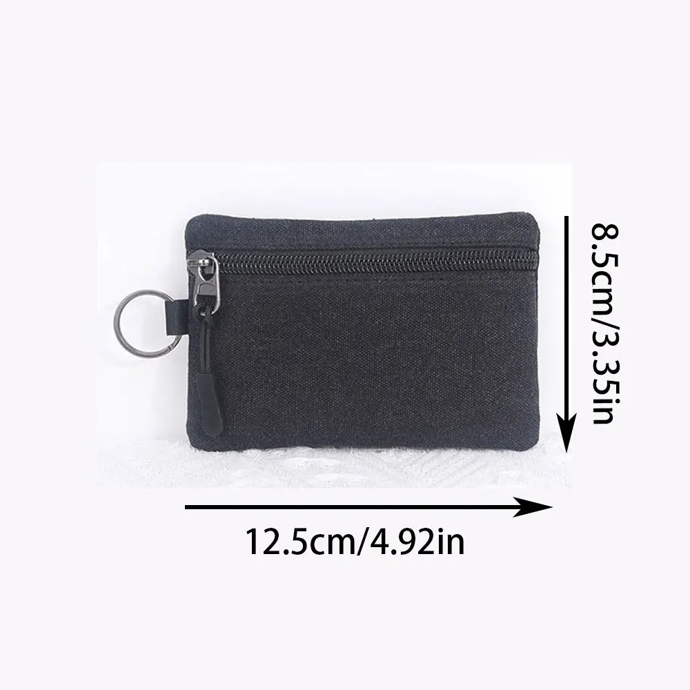 1Pcs Canvas Coin Pouch Wallet with Key Ring Mini Card Bag Wallet Pouch Money Pouch Hand-held Bag R250624