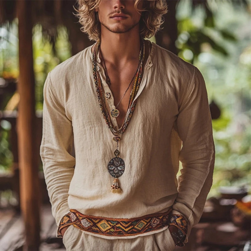 Classic Mens Long Sleeve Henley Shirts Casual Breathable Loose Solid Color Tops For Men Summer Leisure Buttoned Pullovers 250618