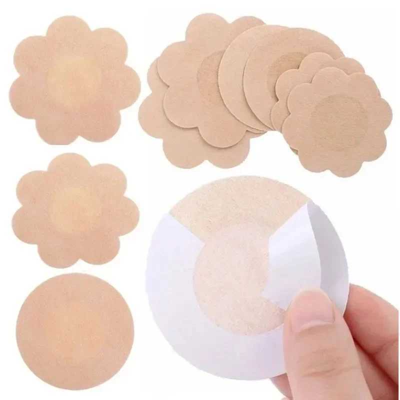 100Pcs Nipple Sticker Disposable Invisible Chest Sticker Non-woven Bra Breast Patch Bra-less Pasties Pad Nipple Cover Stickers W250624
