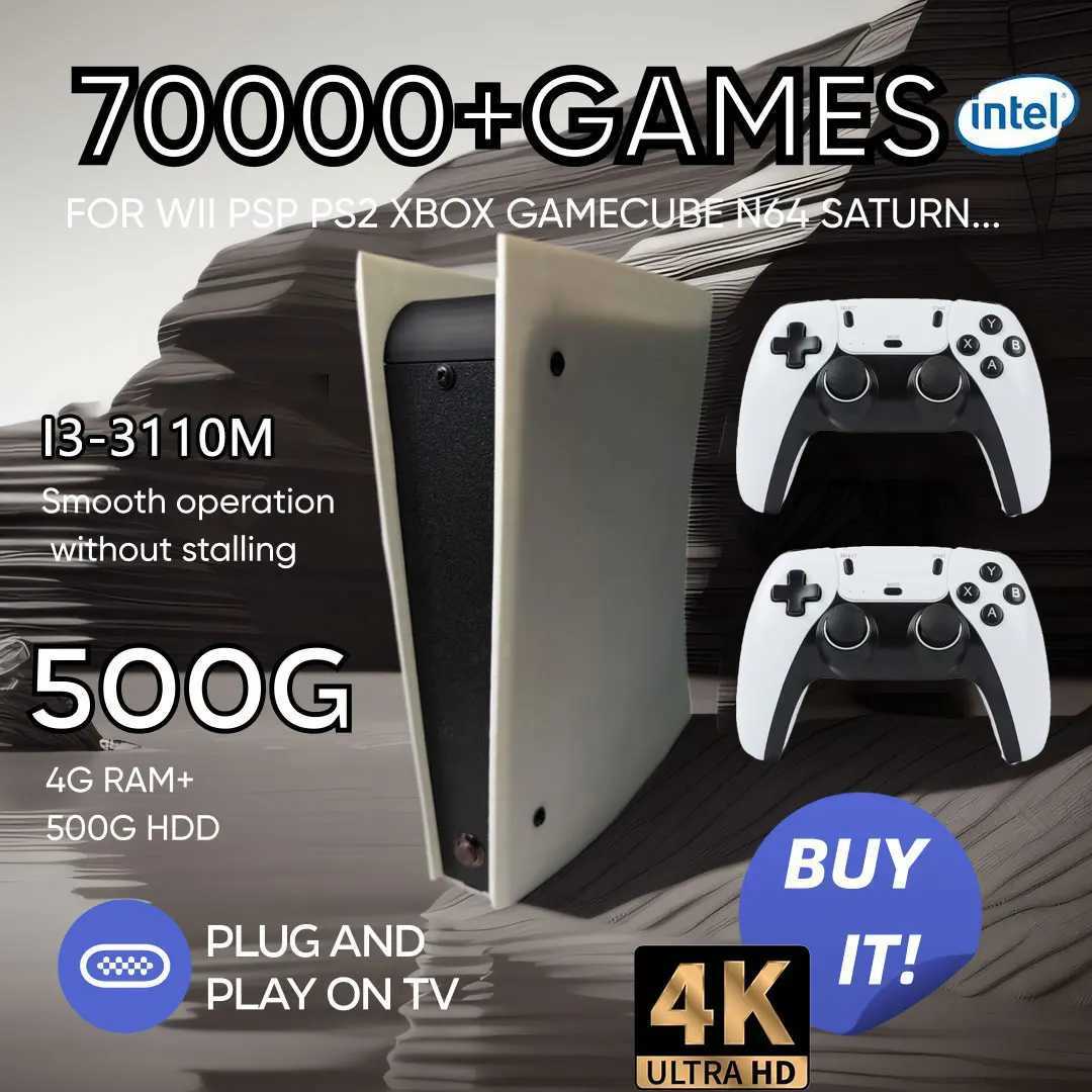 X5 60+Emulators 500GB Retro Game Console Batocera I3-311 70000+Games For Wii PS2 PSP GameCube N64 Wireless controller 4K HD TVBox Y250624
