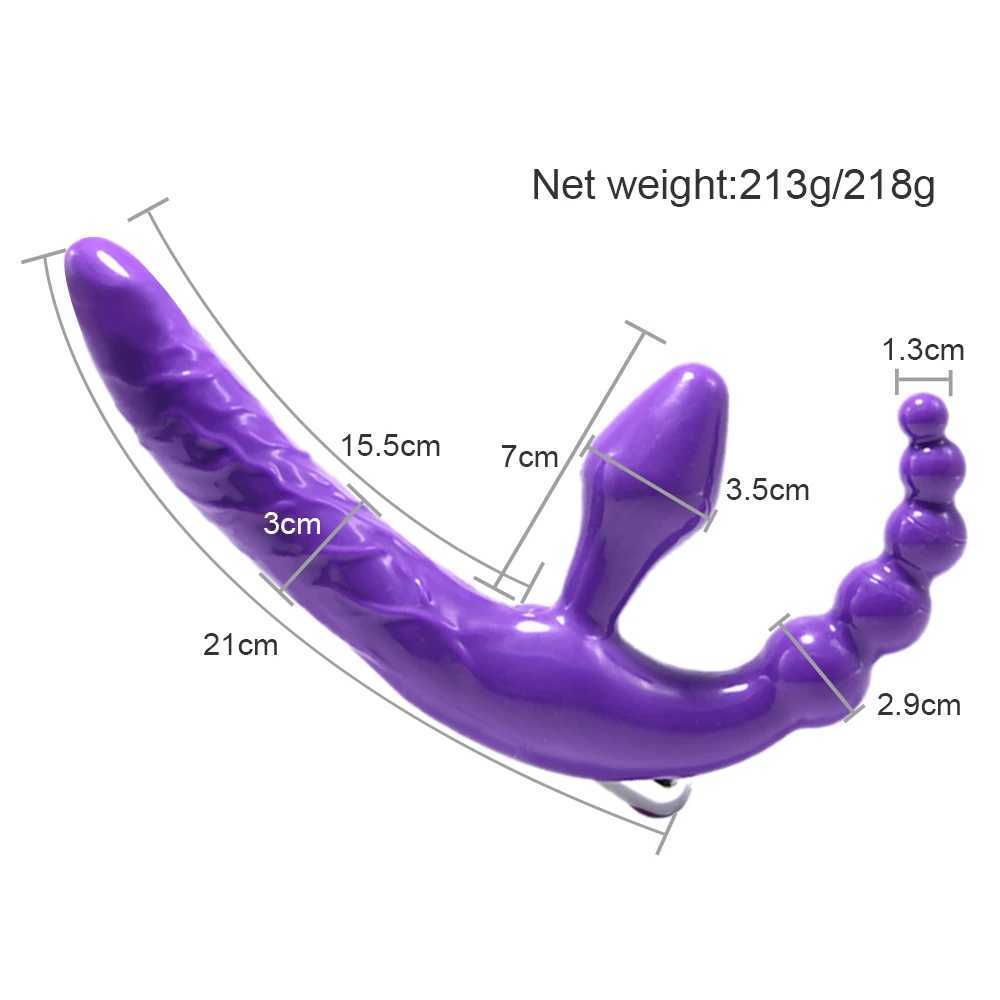 Strapless Strapon Dildo Vibrator 4 in 1 Sex Toys for Adults Double Penetration Anal Plug Anal Beads Vibrators for Women Lesbian W250624