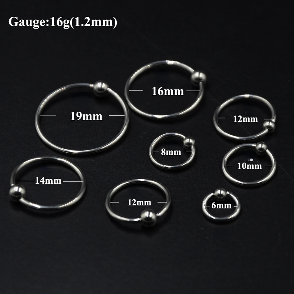 10pcsSet Steel Large Size Captive Beads Lip Rings BCR Nipple Eyebrow Tragus Ear Hoop Earrings Piercing Body Jewelry 250613