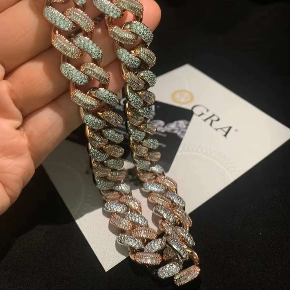 Wholesale Price 925 Sterling Silver VVS Moissanite Diamond Iced Hip Hop Necklace Miami Cuban Link Chain for Anniversary Jewelry