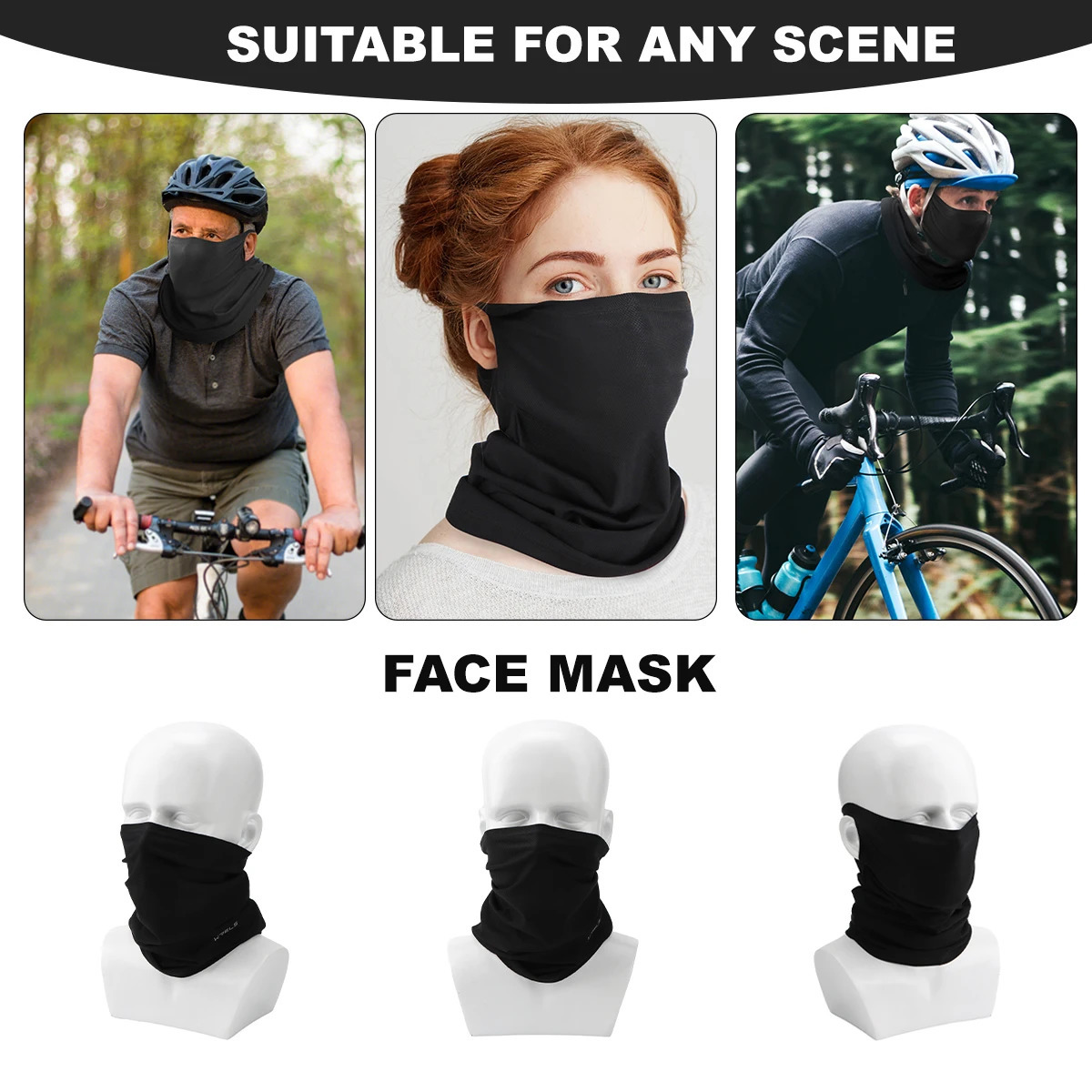 WRELS Ice Silk Sunscreen Mask Outdoor Cycling Face Cover Solid Color Neck Wrap UV Protection Ear Bandana Scarf Protection 250624