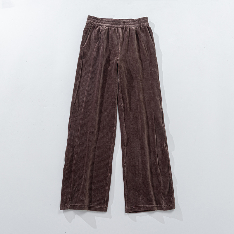 New Style Sweatpants Women's Mid-Waist Wide-Leg High-End Corduroy Casual Long Draped Straight-Leg Pants