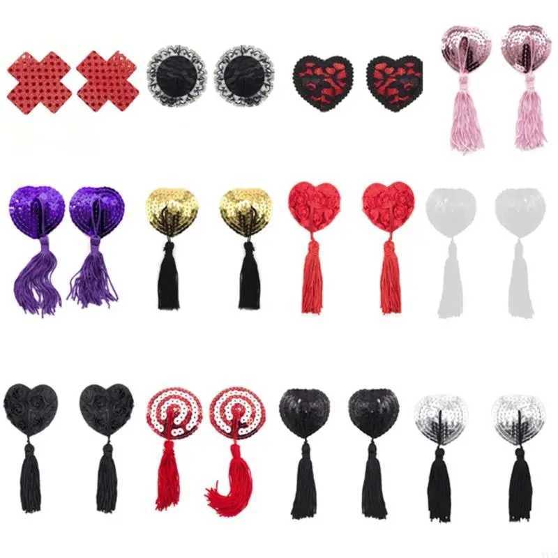 Nipple Pasties Covers Sparkling Sequins Tassels Reusable Halloween Christmas Breast Stickers Petals Lingerie for Women Y1ACW250624