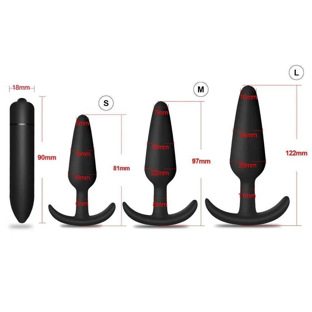 4pcs/set Beginner Butt Plug for Men Silicone Anal Plug Prostate Massager Bullet Vibrator Adult Goods Sex Toy for Men Women Gay W250624
