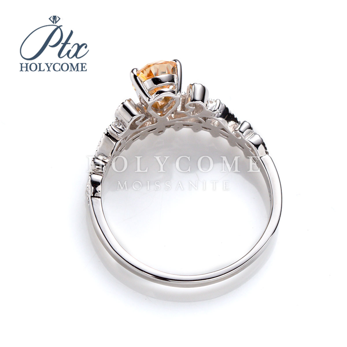 S925 Sterling Silver Women's Ring Elegant Ins Style Simple Champagne Pear Moissanite Diamond Hot Selling Fashion Jewelry Gemstone Ring