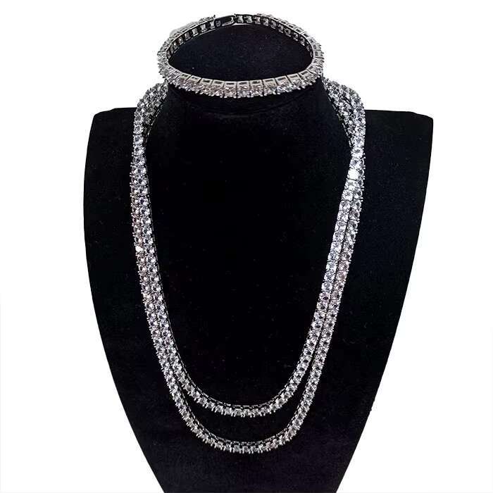 Luxury S925 Silver White Gold Plated 5MM Cubic Zirconia CZ Diamond Charm Tennis Bracelet for Women