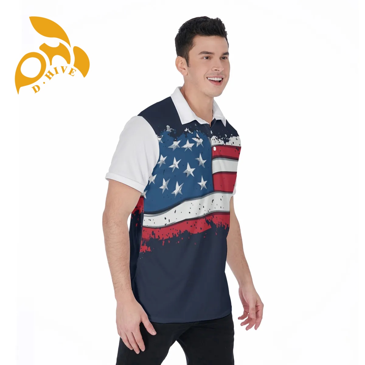 free shipping new design All-Over Print Men's Polo Shirt Collar Jersey High-quality fabric Fashionable style Skin-friendly breathable comfortable