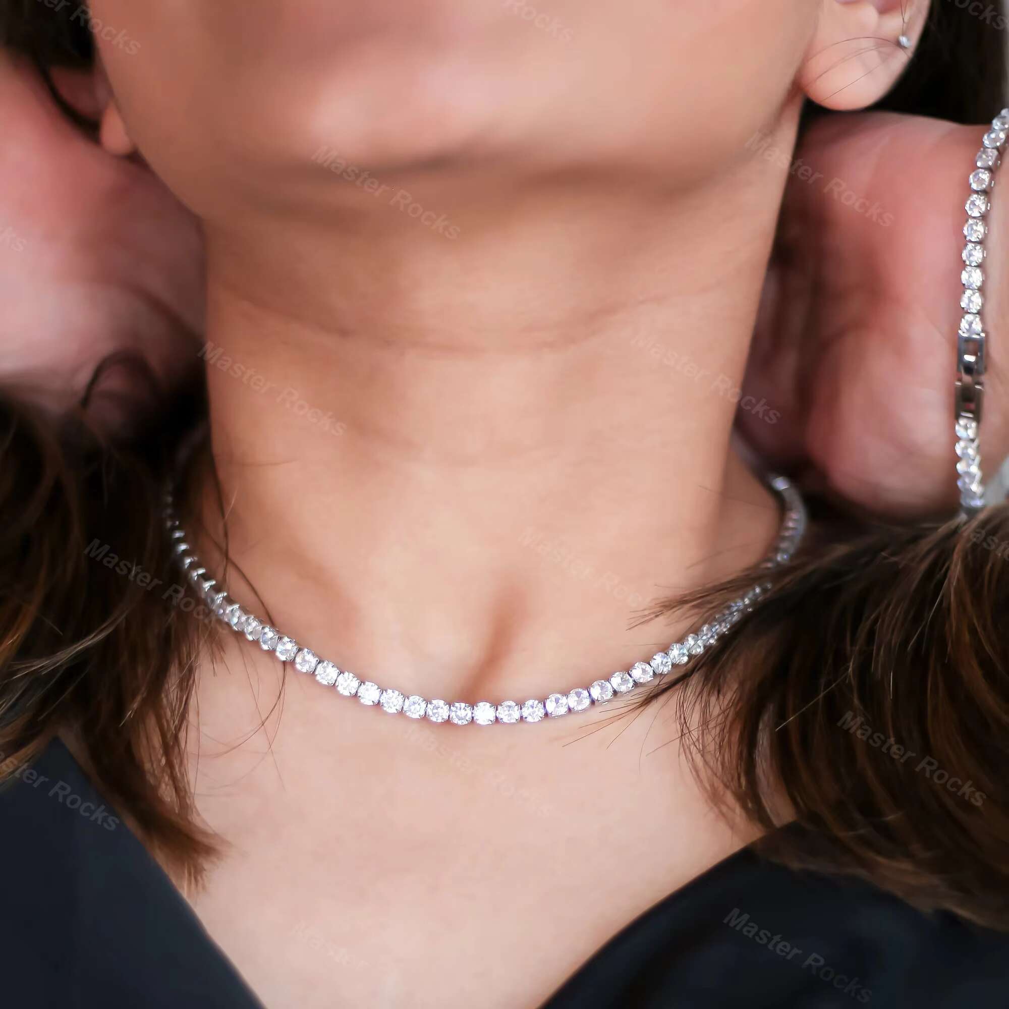 925 Silver Tennis Women Gra Certificates Moissanite Tennis Chain 4mm Hip Hop Tennis Chain Necklace Mens