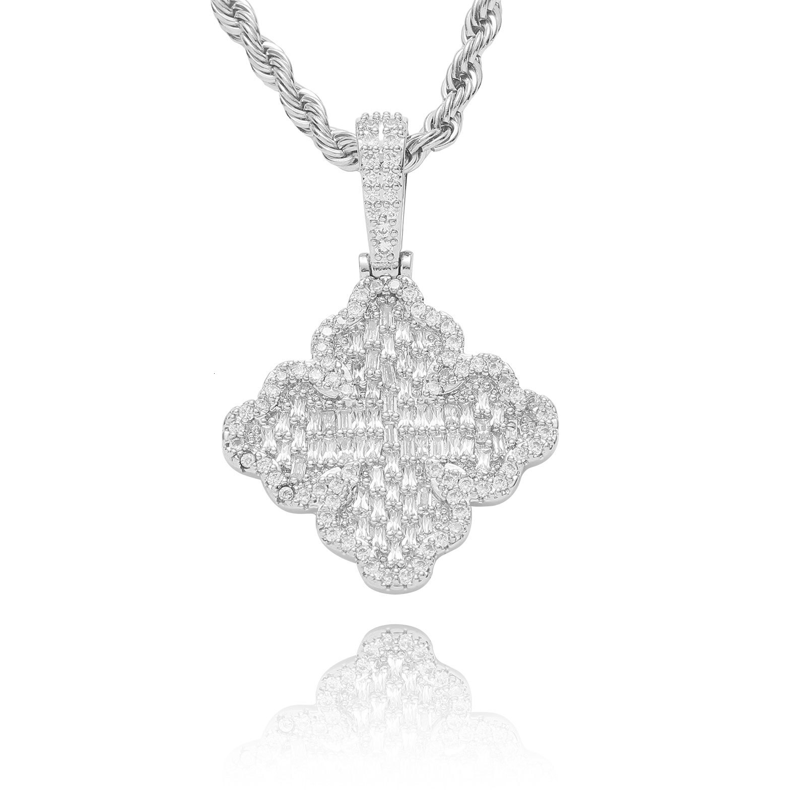 New Arrival Sweet Luxury Iced Out Clover Pendant Women's Moissanite Necklace Jewelry Pass the diamond tester