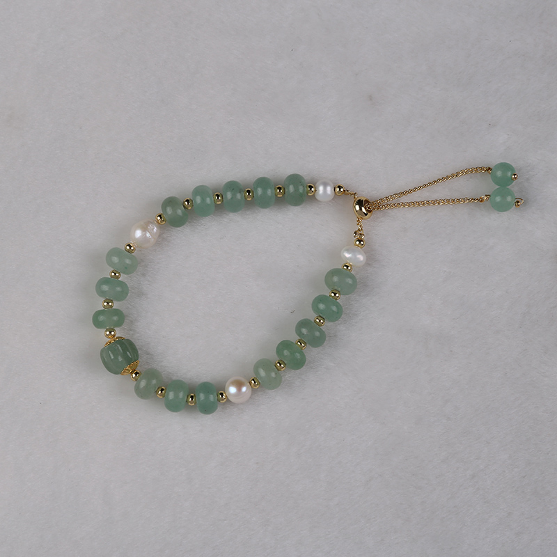 Charming Natural Freshwater Pearl Bracelet Featuring Light Blue Jade Stones