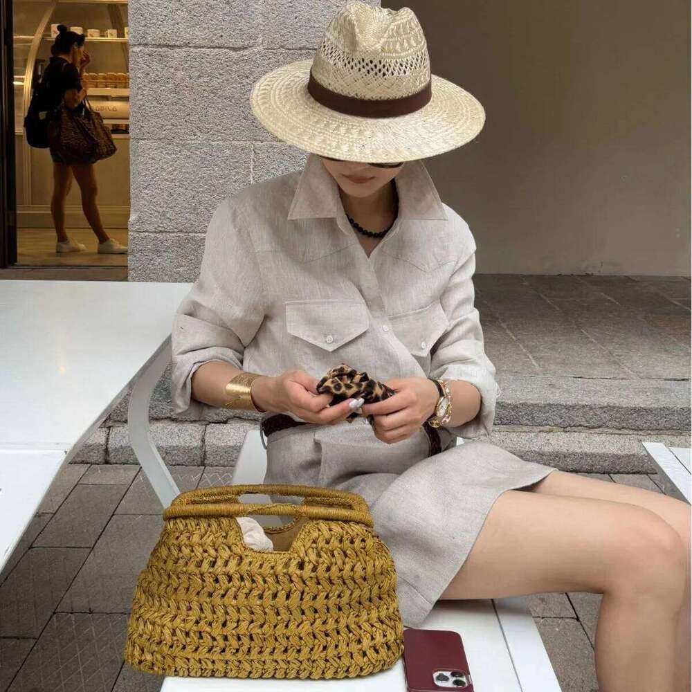 Women Straw Crossbody Clutch Purse Weaving Shoulder Versatile Beading Handbag Rattan Boho Summer Beach Woven Bag